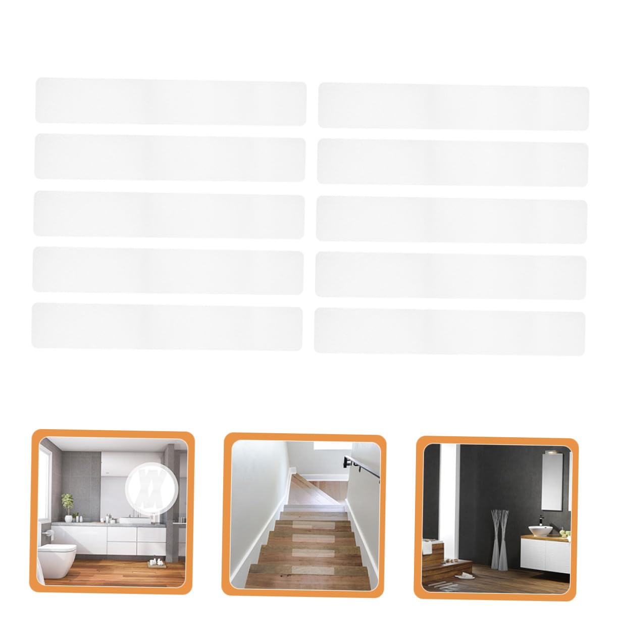 Veemoon Tiras Antideslizantes Transparentes Peva 15x61 Cm 10 Unidades para Escaleras y Suelo de Bañera Cinta de Seguridad Autoadhesiva para Ducha y Protección Antideslizante