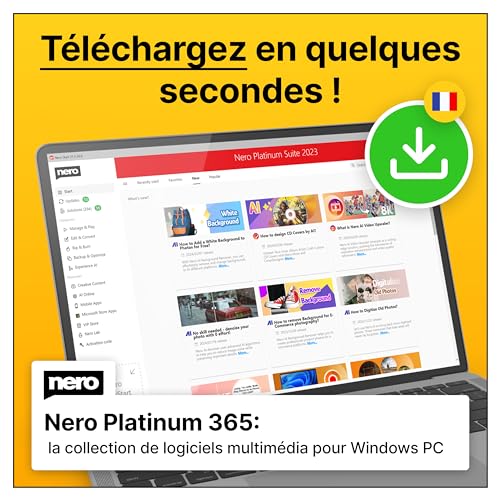 Nero Platinum 365 | Photo/Vidéo/Musique gérer, Montage, Streamer, Ripper, Graver, Sauvegarde de données, PC Tuning | Win 11/10/8/7 | 1 Appareil | Licence annuelle |...