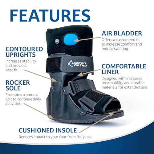 United Ortho USA14115 Short Air Cam Walker Fracture Boot, Medium, Black - Thumbnail 7