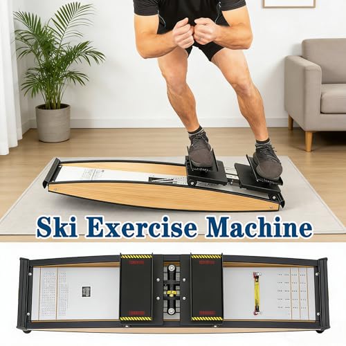 Image of Ski Exercise Machine - Indoor Ski Trainer & Cross Simulator for Strength, Balance & Cardio, 150 kg Max Load, Includes Ski Poles & Mat for Full-Body Workout