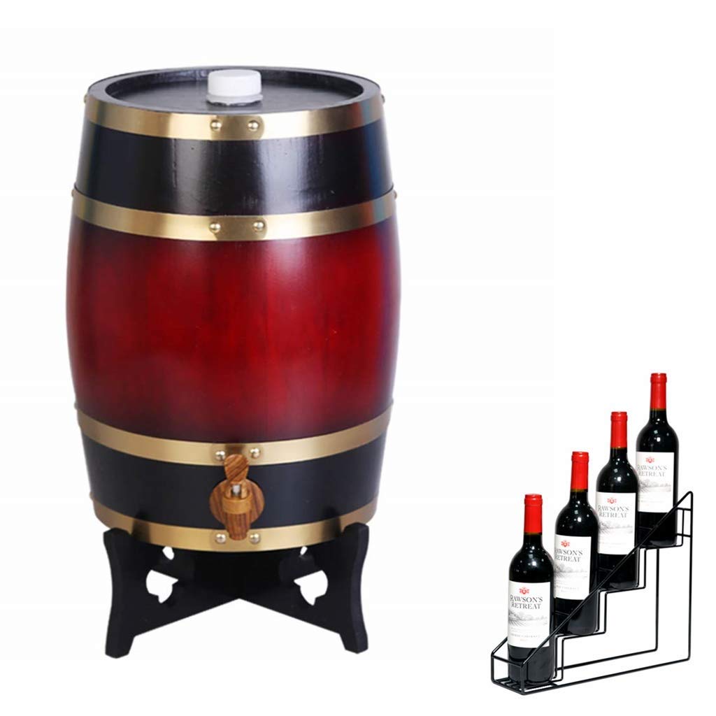 Barril vino roble vertical Barril whisky 25L Barril envejecimiento decorativo roble vertical para el hogar con botellero adecuado para almacenar whisky, vino, salsa picante, miel