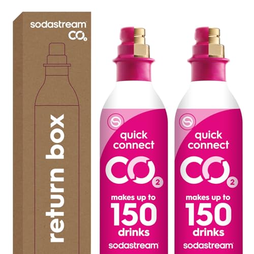 SodaStream CO2 Gas Refill Pack - 2 Cylinders, Pink CQC System - Use box to return your empty cylinders and earn an Amazon.com Gift Card - Compatible with Terra, ART, E-Terra, Aqua Fizz and others