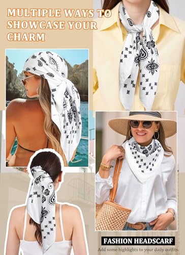 CHLINS 35” Square Silk Scarf for Women Satin Head Scarf Hair Bandanas Neck Scarf Hair Wrap for Handbags Accessories4
