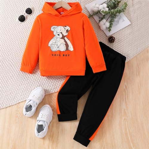Image of Boys 2 Piece Outfits Long Sleeve Hooded Sweatshirt Top Camouflage Sweatpants Fall Winter Clothing Set 5-10T
