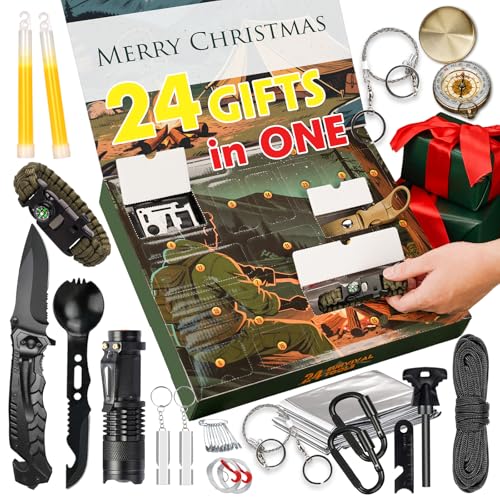 Image of VEITORLD Gifts for Men Dad Husband Him Fathers Day, Survival Gear and Equipment 12 in 1, Survival Kits, Cool Unique Fishing Hunting Anniversary Birthday Gifts for Him Teen Boy Boyfriend Women