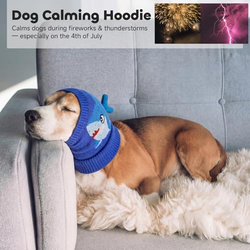 Image of Nanaki Soft Dog Ear Muffs Noise Protection for Thunder Fireworks Dog Ear Cover for Grooming Bath,Comfort Calming No Shake Ear Wraps for Dogs Hematoma,Snoods for Eating Drinking with Cute Shark