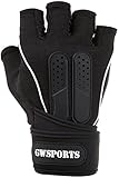 【正規品】 筋トレ ウェイトリフティング トレーニング ジム グローブ リストフラップ付き 最高のグリップ 4カラー 4サイズ M/L/XL 【GW SPORTS】 (ブラック☓ホワイト, L)