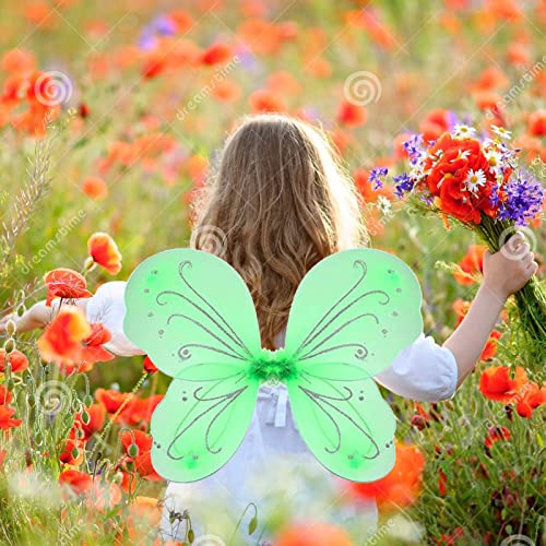 Nenmatte Fairy Wings For Girls, Sparkle Angel Wings Butterfly Fairy Wing For Birhday Party Halloween Costume Dress Up For Kids Women (Green) #TOP3