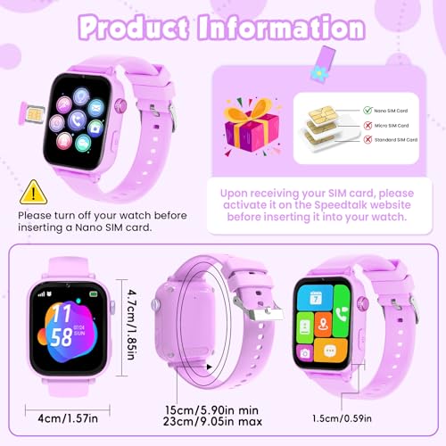 Image of MOKAST Kids Smart Watch Toys for Boys Girls - Children Watch for Kids 4-12 Years Touch Screen Watches with 15 Games Video Camera Music Player Alarm School Mode Education Birthday Gifts (4G Purple)