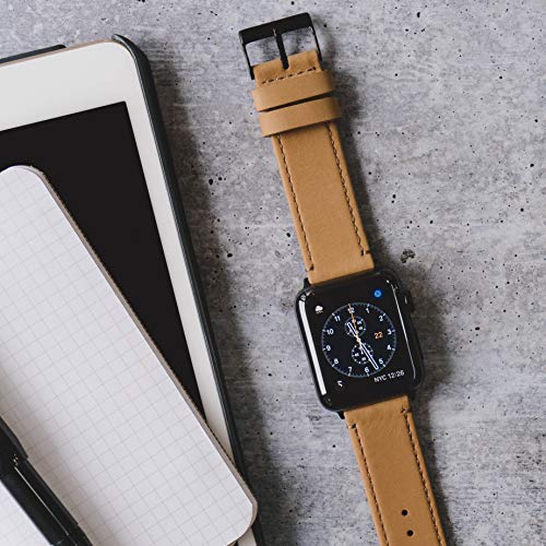 Image of BARTON WATCH BANDS - Top Grain Leather Watch Bands Compatible with Apple Watch Models - 1, 2, 3, 4, 5, 6, 7, 8, 9, 10, SE, Ultra & Ultra 2