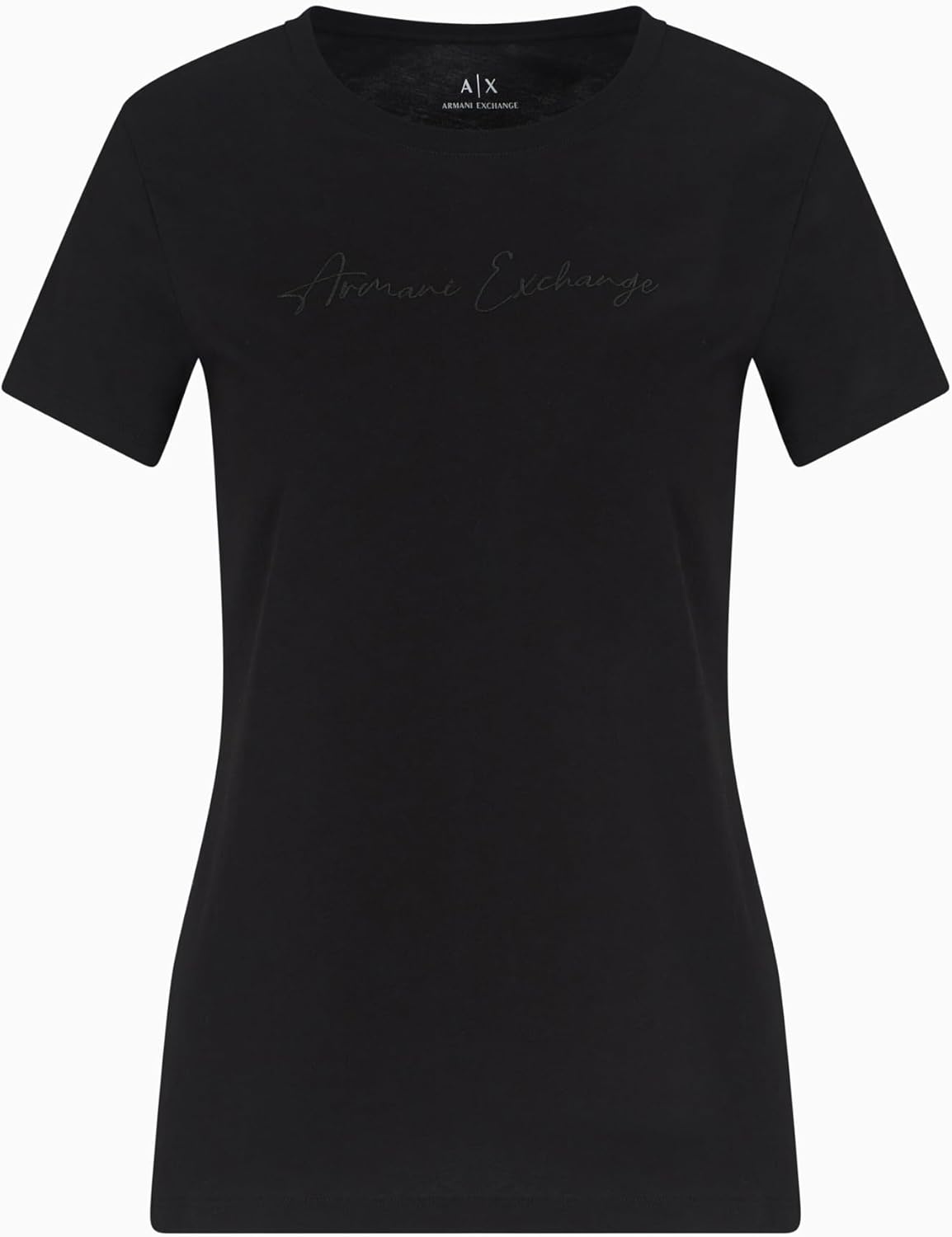 Armani Exchange Womens Regular Fit Monochromatic Signature Logo Tee