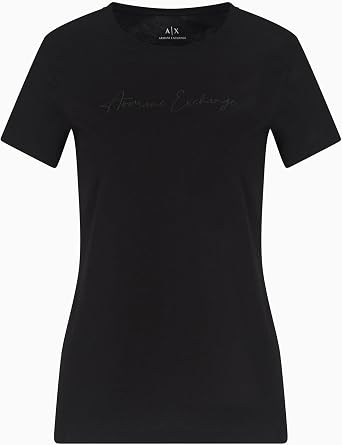 Armani Exchange Womens Regular Fit Monochromatic Signature Logo Tee