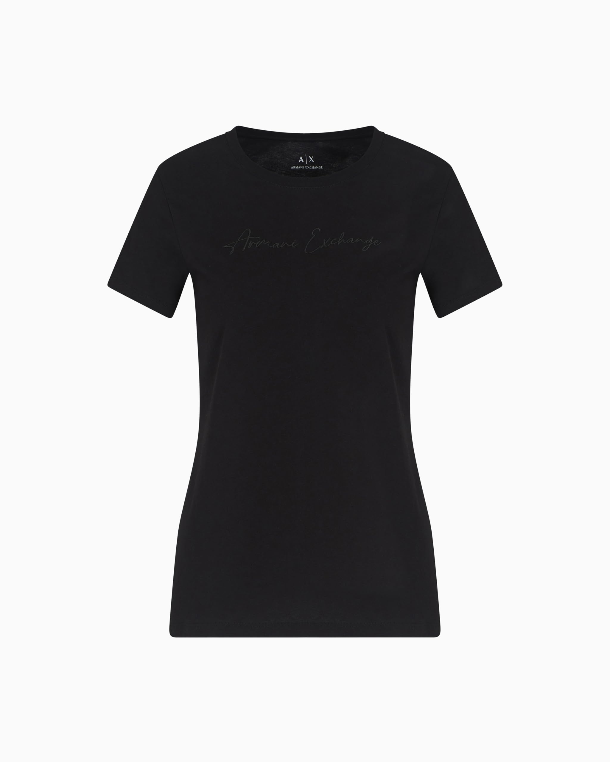 Armani Exchange Women's Black Printed Short Sleeve Round Neck T-Shirt