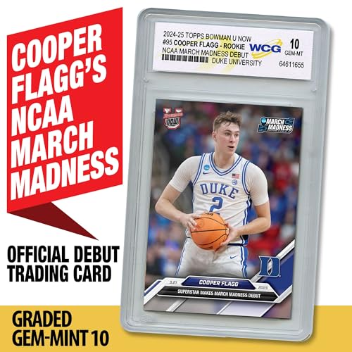 2024-25 Topps Cooper Flagg Rookie Card 95 March Madness Debut Duke University 1 NBA Pick - Graded GEM Mint 10