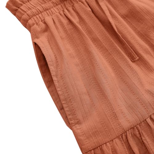 Image of Maxi Skorts Skirt for Girls Button Front High Waisted Long Skirt with Belt Ruffled Skirts with Pocket 3-12Years