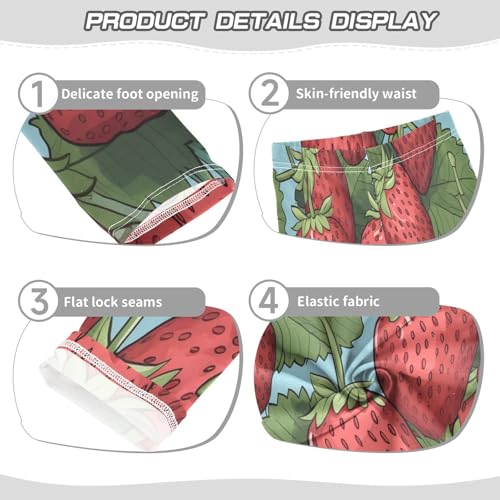 Bolaz Toddler Girls Leggings Printed Yoga Pants Leggings Green Leaves Strawberry for Kids3