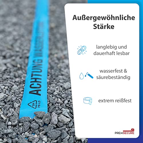 Trassenwarnband Achtung Wasserleitung Warnband Trinkwasser Wasser Leitung Trassenband Trassierband 75m blau schwarz - Image 3