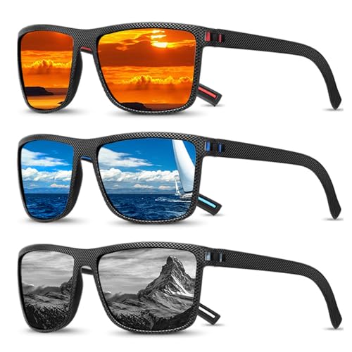 ZXTGBQ 3 Pares Gafas de Sol Polarizadas Hombre Mujer, Gafas de Sol Hombre Polarizadas, Protecci贸n UV Lentes de sol para hombre Conducir Running Pesca Viajes
