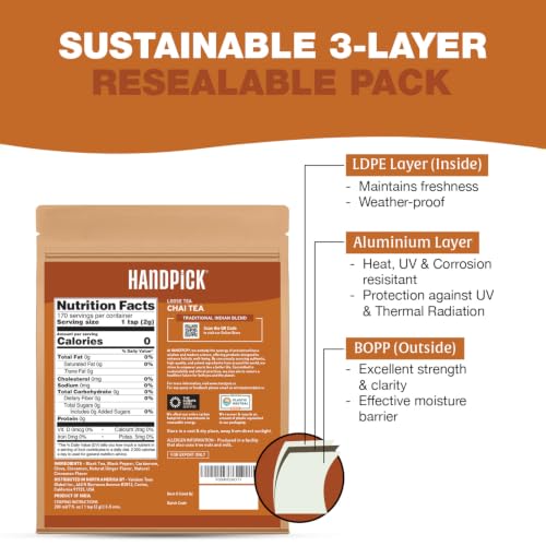Image of HANDPICK Chai Tea Loose Leaf(12oz|150+ Cups) Delicious Indian Masala Chai