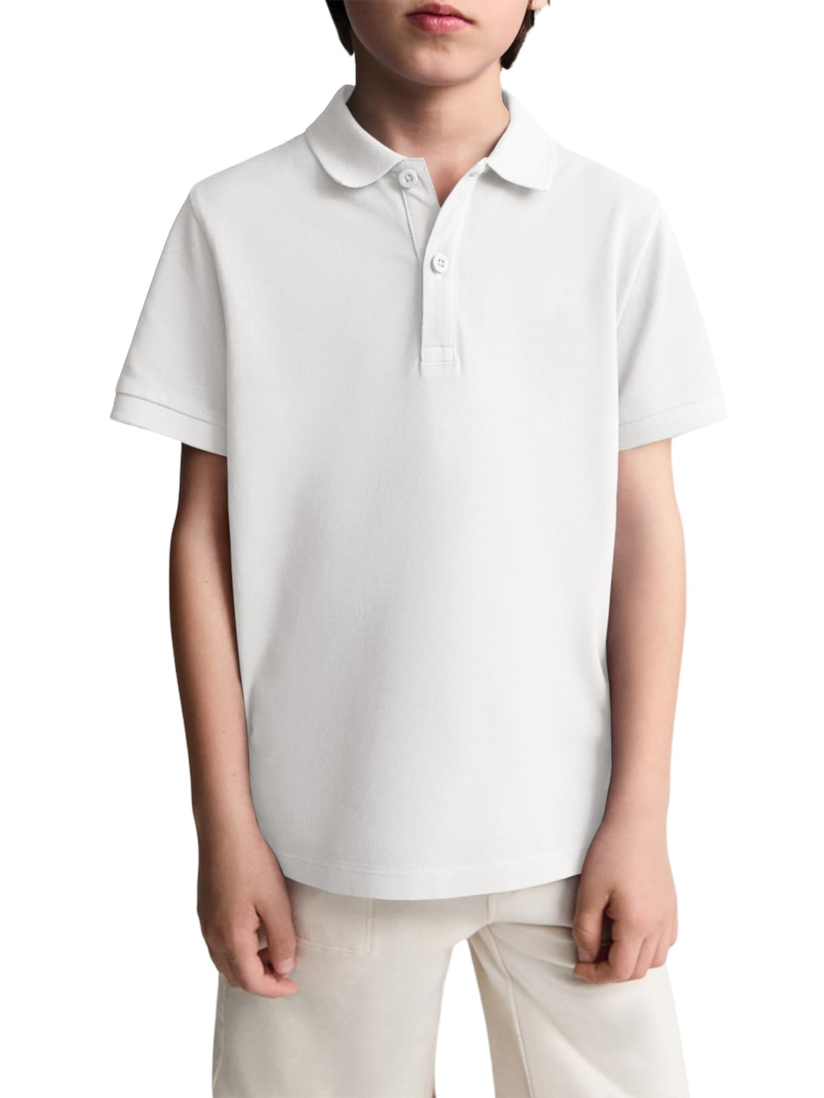 Haloumoning Polo de manga corta para niño, camiseta de verano para niños, monocolor, ligera, corte regular, camiseta deportiva, informal, básica, para 5-14 años