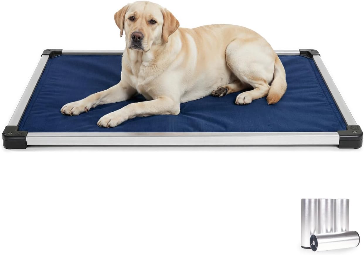 K9 Ballistics Chew Proof Armored Padded Dog Crate Bed, Virtually Indestructible, Legs Included (Blue Quartz, Large (41" L x 27" W x 5" H))