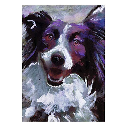 Wall Art Print with Happy Border Collie, Premium Hand Signed Art Prints for Home and Office Decor, 210GSM Matte Finish Paper