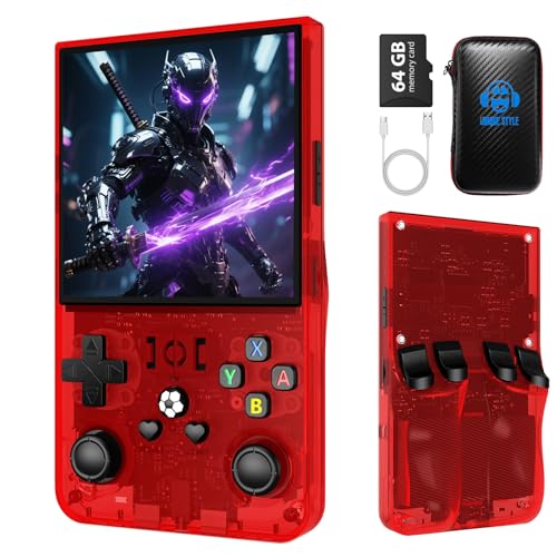 Image of R36MAX Retro Gaming Console,4.0 Inch Retro Handheld Game Console with 64GB TF Card,Hand Held Video Game,30+ Emulator Retro Game Console,4000mAh Battery(Red)