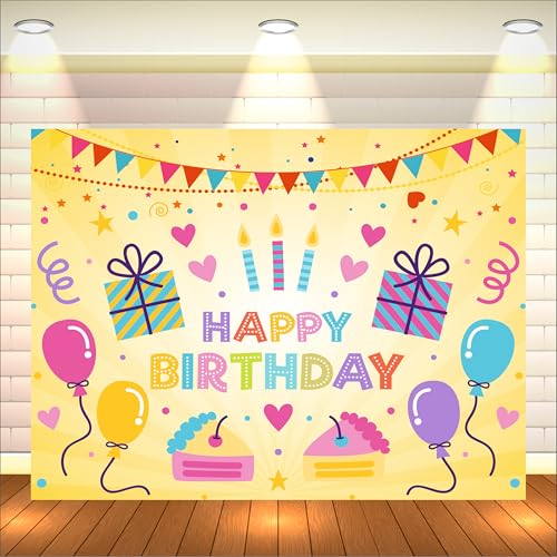 Image of Happy Birthday Backdrop 5x4 Ft | Backdrops for Decoration | Birthday Decoration Backdrop | Banner for Kids Theme Party