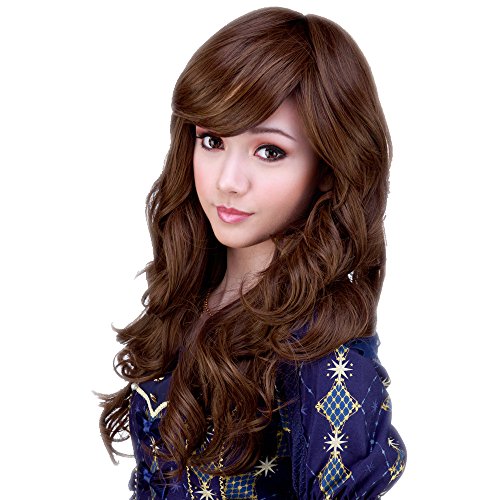 Lazy Loris Wig Brown Curly Long Synthetic Wavy Curly Woman Full Wigs Cosplay Lolita Wigs 24 Inch Deep Golden Brown