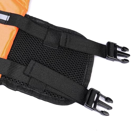 Sarini Dog Life Vest, Orange, XS, Reflective Striped Dog Life Jacket for Safety in Water, Adjustable, Quick-Release Buckles - Image 4