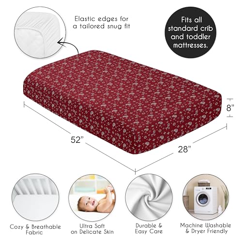 Image of Sweet Jojo Designs Fitted Baby Crib Sheets (Bandana Print) for Boys or Girls, Infant Nursery, Toddler Room - Standard Size (Red Paisley, for the Western, Cowboy, South, Country, Wild West Collection)