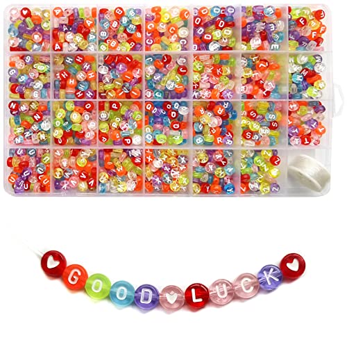 Image of Looconi 1400pcs Letter Beads 7x4mm Colorful Transparent for Jewelry Making Bracelet Hair Braids Crafts