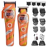 SUPRENT Sandstorm Professioneller Haarschneider für Herren – Hochleistungsmotor mit bis zu 10.000 U/min, Kombigerät mit Zero-Gap-Trimmer, blaue Titan-Klingen (Orange)