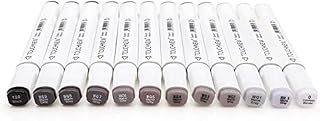 BEMLP Grayscale Art Marker Pen Double-Ended Sketch Markers Alcohol Based Ink Neutral Gray Tones Art Supplies for Sketching Shading Illustrating Drawing 12 Colors (12 Warn gery)