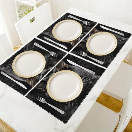 Set de table chat noir antidérapant et résistant à la chaleur pour table de cuisine - 6