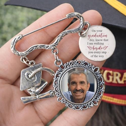 Personalized Angel Wing Graduation Tassel Photo Charm, Custom Memorial Cap Accessory, Class of 2026 Keepsake, Meaningful Graduation Gift for Him or Her, 1 - 2