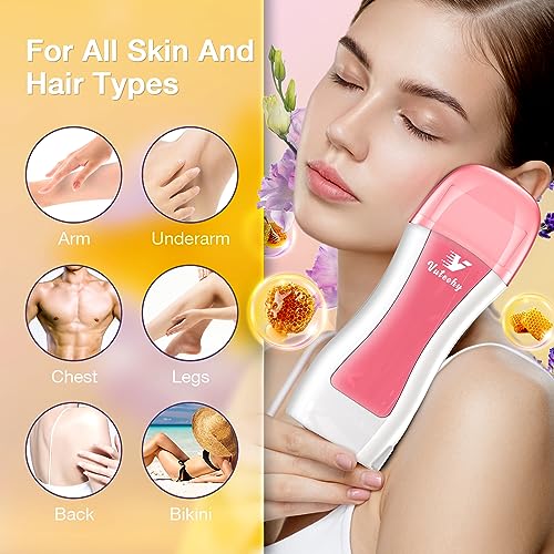 Image of Roll on Waxing Kit, Roll On Wax kit for Hair Removal At Home, Waxing Kit for Women Men, Soft Wax Heater for Larger Areas of the Body, with 2 Honey Cartridges and 50 Wax Strips