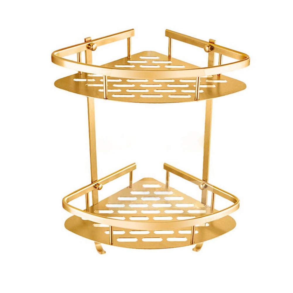 SVFOEBJM Corner Shower Caddy,Shower Storage Rack, Bathroom Gold Shelf Shower Caddy Space Aluminum Wall Mounted Corner Basket Shampoo Storage Etagere Salle De Bain Murale Repisa