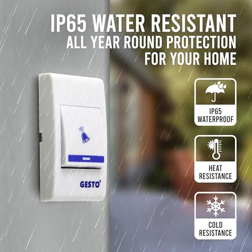 Image of Gesto Wireless Door Bell for Home - Without Wire Cordless Waterproof Door Chime With Ding Dong and 36 Melodies | 100 Feet Long Range Musical Doorbell for Home, Office, Desk,Hospitals & Hotels