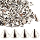 lnnkege 200 PCS Bullet Spike Cone Studs,Silver Spike Studs Bead,10mm Rivets Cone Spike Studs...