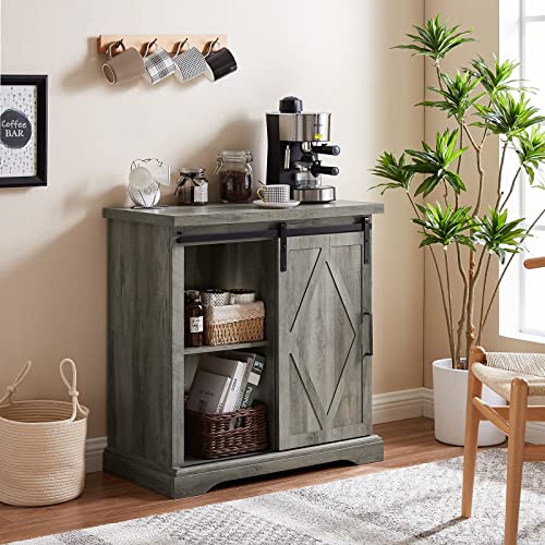 Okvnbjk Sideboard Buffet Cabinet,Coffee Bar Cabinet, 32In Cabinet With Sliding Barn Door, Small Farmhouse Buffet Table For Kitchen Living Room (Grey Wash) #TOP6
