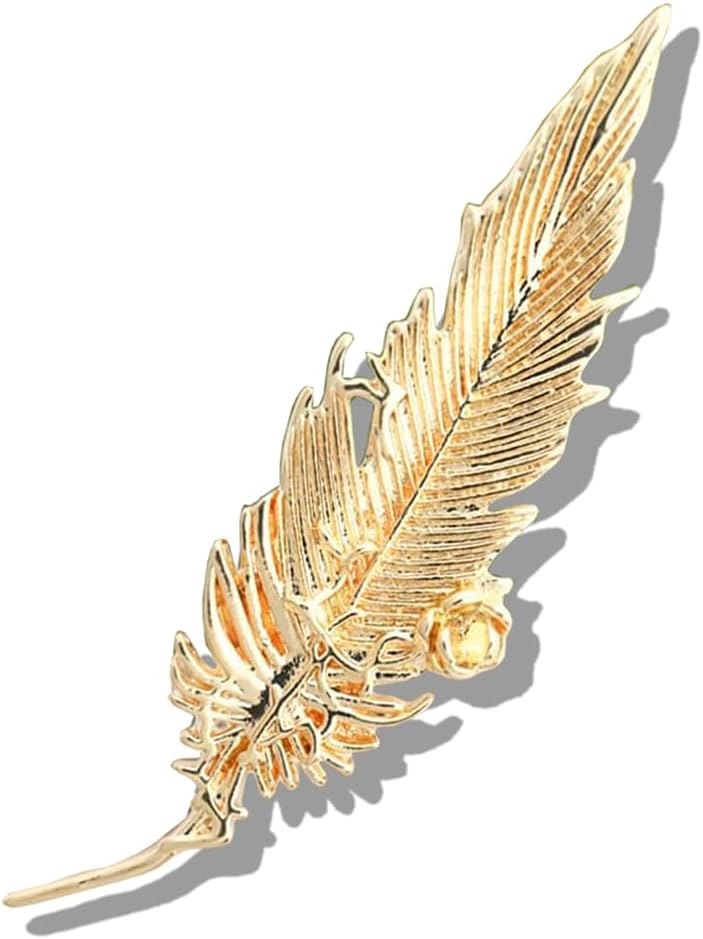 Plated Classic Rose Flower Feather Brooches and Pins for Women Men Fashion Jewelry Delicate Leaf Lapel Dress Accessories Boutonniere Corsage Hat Bag Suit Tie Wedding small，simple