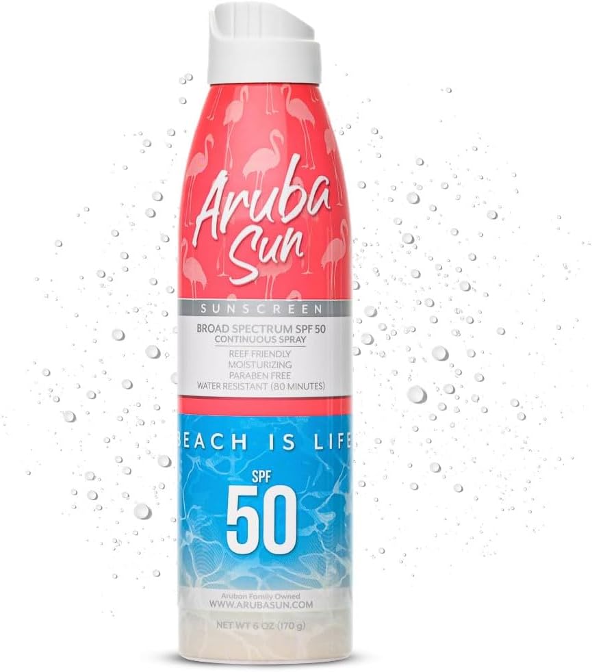 SPF 50 Sunscreen Spray 6oz - Reef Act Compliant no 67 Octinoxate & Oxybenzone Free - Sun Screen Broad Spectrum UVA/UVB - Sunscreen Waterproof and Non-Greasy