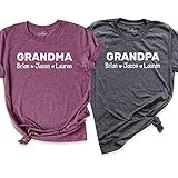 Custom Grandma Shirt with Kid's Names, Grandpa Shirt, Mothers Day Tee, Personalized Grandparents...