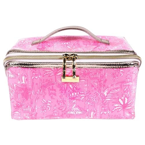 Lilly Pulitzer Travel Cosmetic Case, Lay Flat Zipper Carryall Pouch with Wipeable Lining (Palm Beach Playground)2
