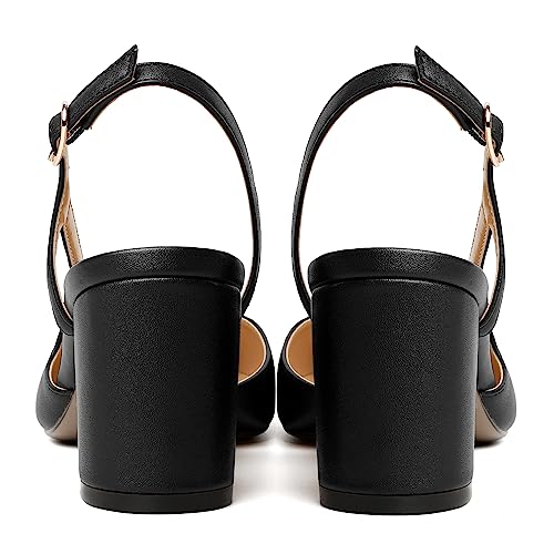 MODENCOCO Womens Two Toned Party Round Toe Fashion Matte Slingback Chunky Mid Heel Pumps Dress Shoes 2.5 Inch4