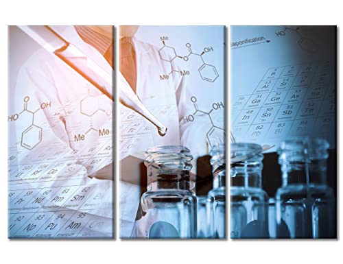 Image of TUMOVO Young Scientist Artwork Wall Decor Posters and Prints 3 Panels Clinical Laboratory Pictures Wall Decor for Bedroom Poster Medical Art Prints Framed Ready to Hang (42 inch Wx28 H)