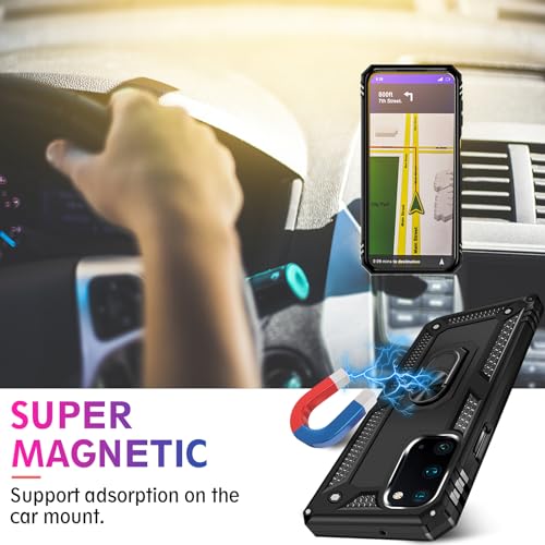 Image of for Samsung Galaxy S20 FE 5G Case with Screen Protector, Military Grade Rugged Shockproof Heavy Duty Galaxy S20 FE Protective Cover for Samsung S20 FE Magnetic Ring Kickstand Phone Case (Black)