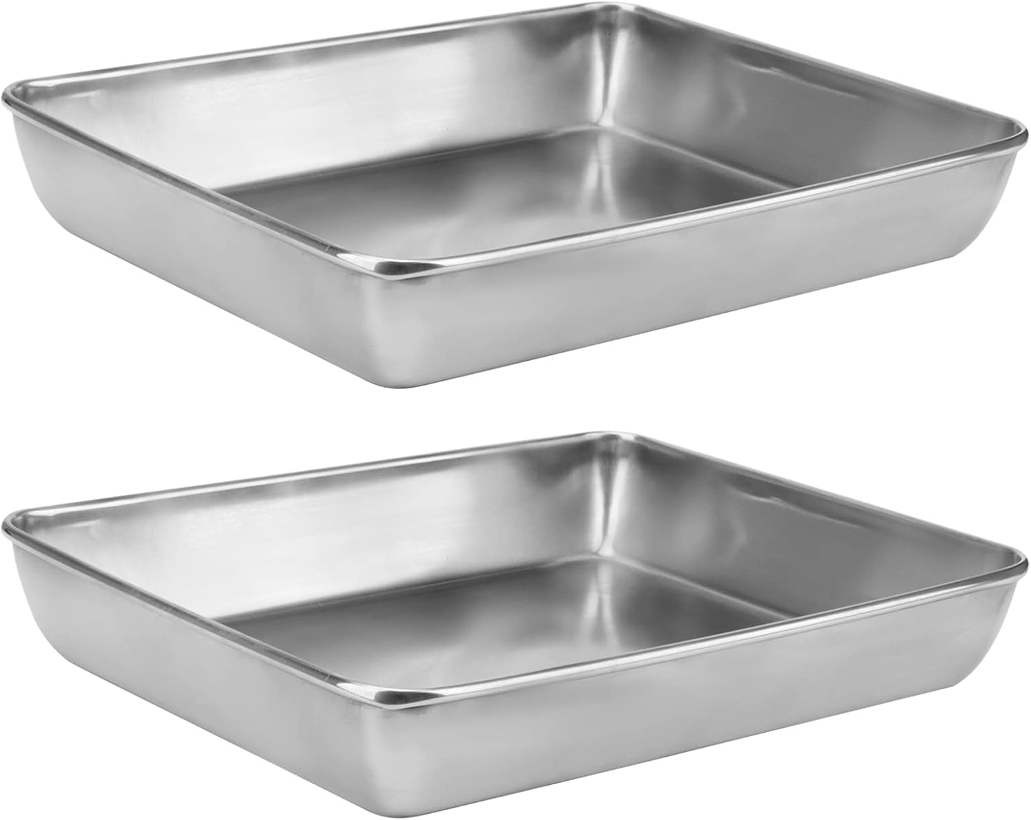 MUKCHAP 2 Pack 36 x 28 x 5.5cm Stainless Steel Baking Trays, 14 x 11 x