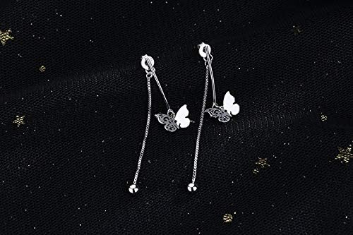 QIAMNI Frosty Wind Back Hanging Earrings for Women Design Round Bead Tassel Hollow Butterfly Earrings for Girls Daily Decoration - Image 3
